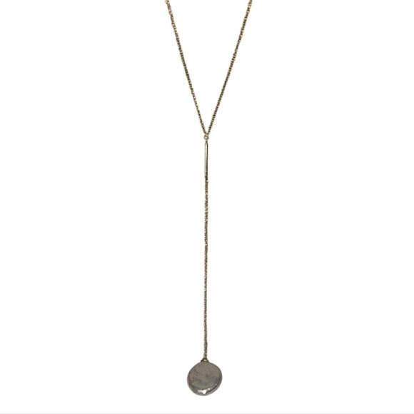 Kendra Scott Gold Lariat Necklace with MOP MOTHER OF‎ PEARL Pendant - Picture 1 of 7